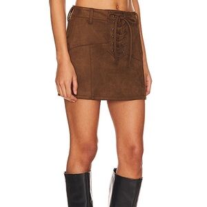 NWT Suede Revolve Benji Mini Skirt in Mocha Brown Suede